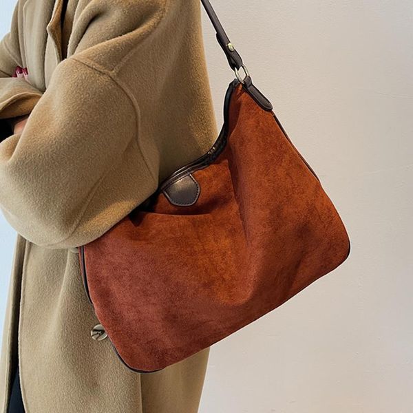 

evening bags big suede shoulder for women casual matte leather tote bag vintage scrub shopper handbag female large frosted crossbody