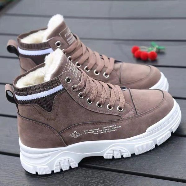 

boots cotton shoes women 2021 winter plus velvet all-match student thick-soled thickened warm snow women's, Black