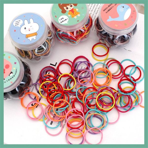 

hair accessories 100 pcs pumpkin boxed headwear basic style small rubber band 3mm tie ring rope scrunchie for kid girls g525, Slivery;white