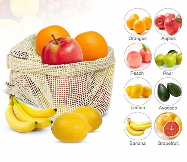 

reusable produce bags cotton vegetable bags mesh drawstring home kitchen fruit&vegetable handbag net shopping bags bolsas de compra