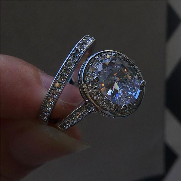 

cluster rings luxury female ladies big oval ring set fashion silver gold zircon stone wedding promise engagement for women, Golden;silver
