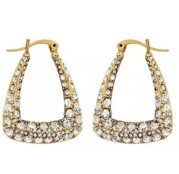 

design jewelry letter full diamond earrings geometric jewelry for women's u-shaped earrings, Silver