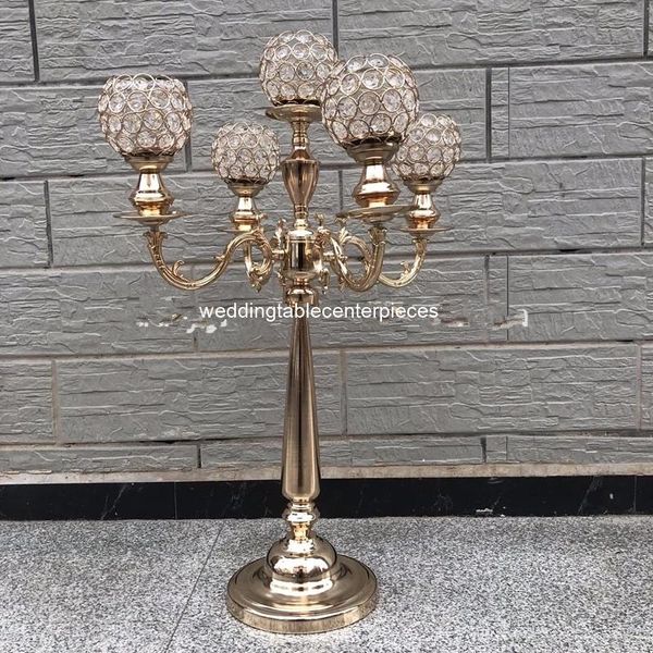 

party decoration 10pcs ) 80cm tall )5 arms nice home wedding table crystal candle holder
