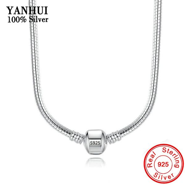 

designer necklace with certificate 45-60cm 925 sterling silver snake chain fit pendants beads charms diy jewelry accessories