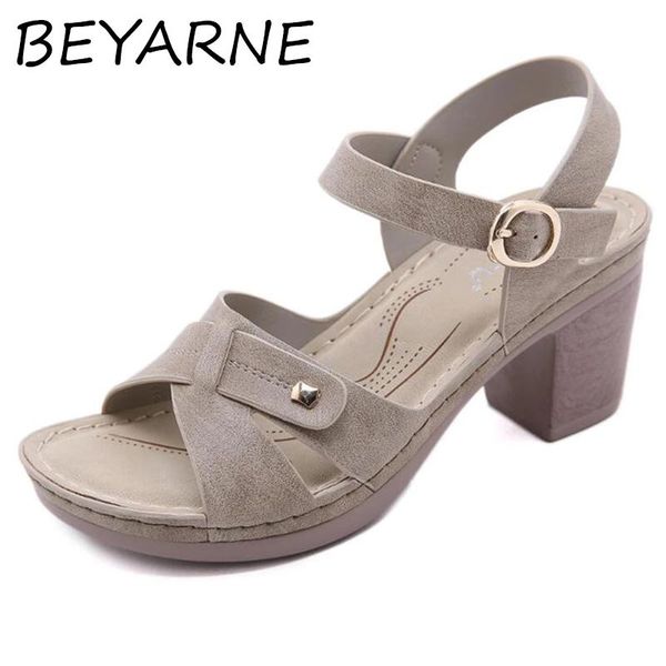 

dress shoes beyarnesummer women's high heels sandals open toe thick waterproof ankle strap fish mouth women footwear, Black