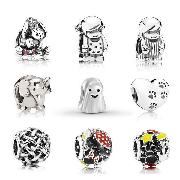 

memnon jewelry 925 sterling paws prints charm ghost charms girl boy forever entwined beads african elephant bead with enamel fit pandora sty, Bronze;silver
