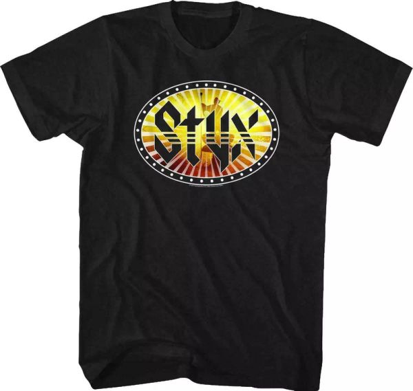 

styx wooden nickel t shirt mens licensed rock n roll music band tee retro black, White;black