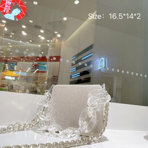 

evening bags luxury bright diamond handbag acrylic shoulder strap fashion women's designer texture western style chain messenger bag