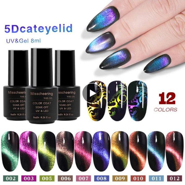 

nail gel 8ml 5d magnetic uv polish chameleon wide cat eye art long lasting soak off led varnish need black base, Red;pink