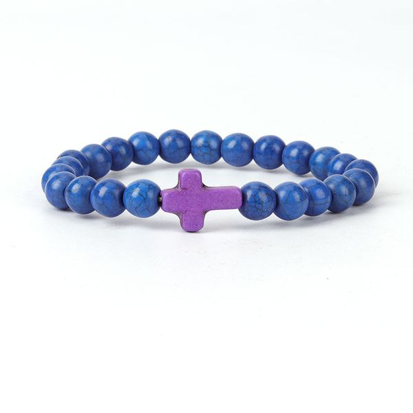 

colors 8mm natural stone bracelet religious cross men's and women's hand jewelry pure power belief beaded strands, Black