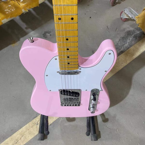 

tele electric guitar version pink color maple fingerboard chrome hardware guitarar