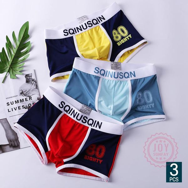 

underpants 3pcs/set personality men's ice silk fashion underwear trend boxers fit breathable comfortable soft cool male undergarments, Black;white