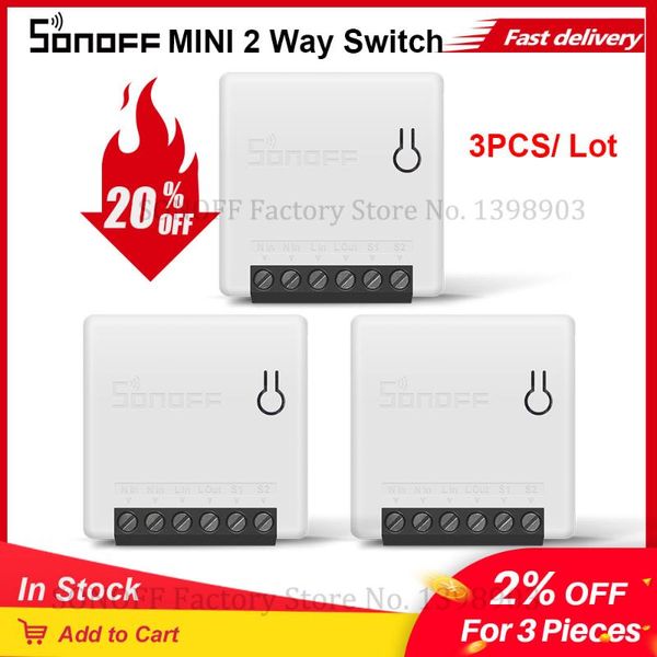 

smart home control 3pcs itead sonoff wifi switch module universal breaker timer mini diy 2 way light works with alexa