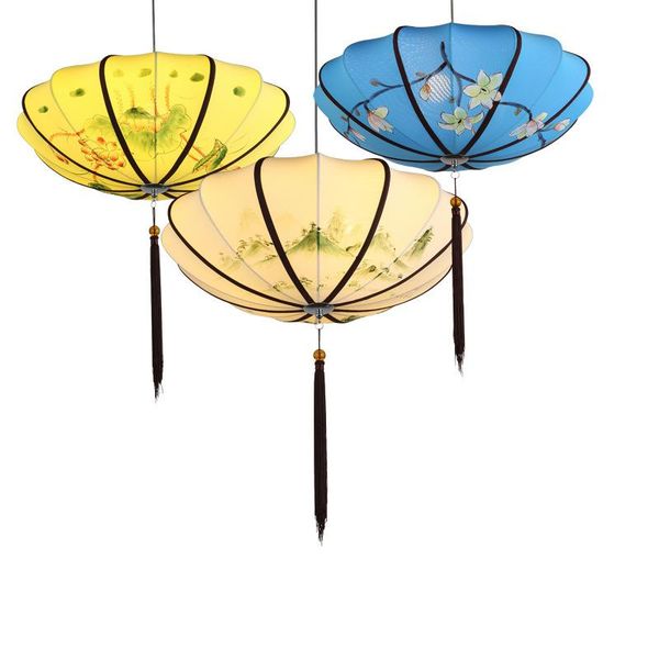 

pendant lamps chinese chandelier simple modern creative restaurant pot el antique cloth hand-painted lantern