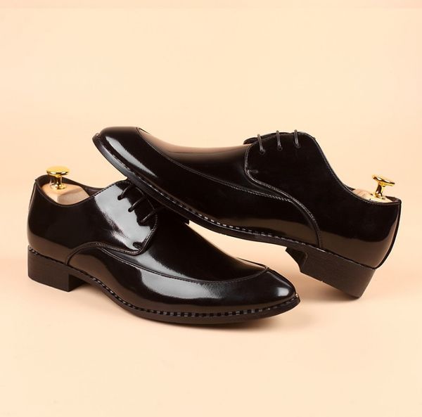 

big size 37-48 man cow luxurys shoes rubber mans office business dress leather flats split wedding shoe, Black