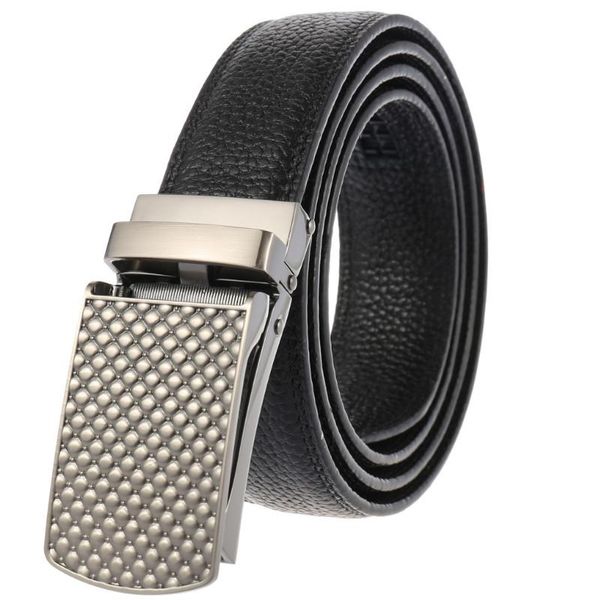 

name brand men's leather metal automatic buckle belt leisure business ly133-2219-5 belts, Black;brown