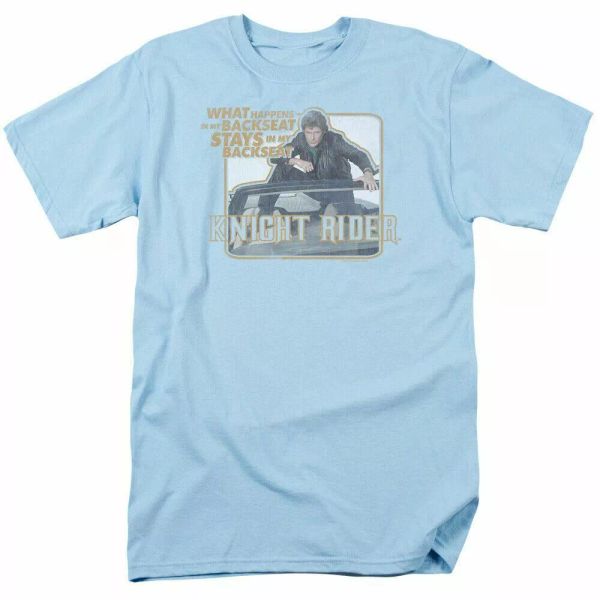 

knight rider back seat logo t shirt mens licensed classic tv show light blue, White;black