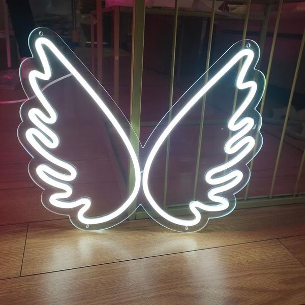 

other lighting bulbs & tubes white angel wings led neon sign, wall light