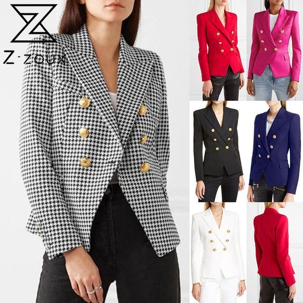 Gestpring Женский костюм Blazer Винтажные клетки Blazers Куртки плюс размер черный белый красный вскользь с длинным рукавом 210524