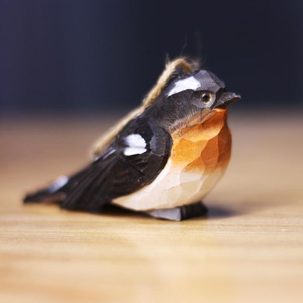 

small bird wood carving sparrow pendant animal wooden birds solid woods sculpture home garden ornaments decorative objects & figurines