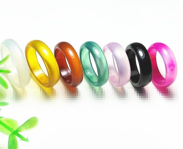 

2021 couple 6mm chalcedony ring fashion cool brazil colorful agate, Slivery;golden
