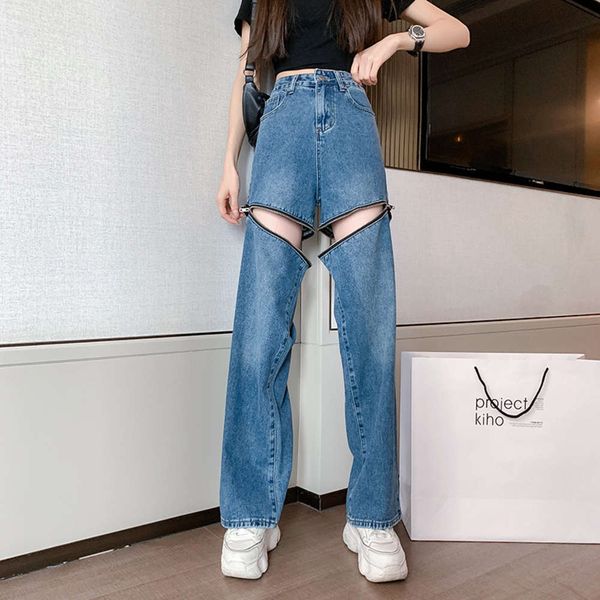 

high waist and small foot tight thin, Blue