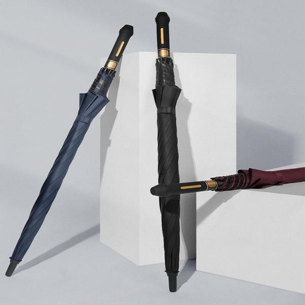 

umbrellas high-end men's business straight umbrella 8 bone sunny rain dual-use larger golf semi-automatic luxury male