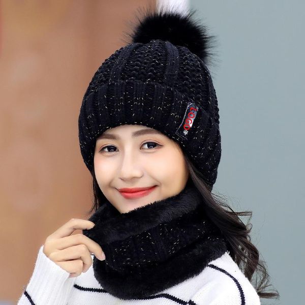 

beanies outdoor women and baby winter hat caps knitted wool warm scarf thick windproof set for drop custom logo
