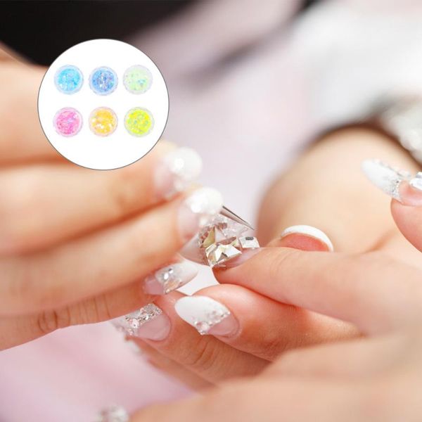 

nail glitter 6 boxes of colorful powder diy fingernail manicure supplies, Silver;gold
