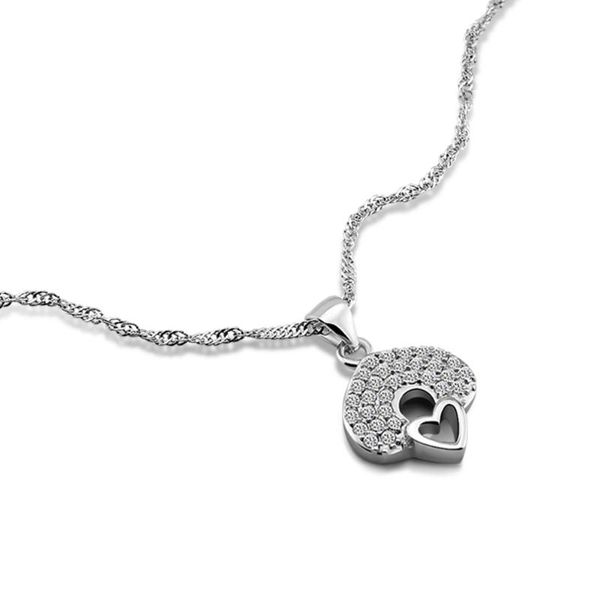 

chains retro luxury 925 silver wave chain short necklace female wedding jewelry heart shaped pendant for women girls birthday gift