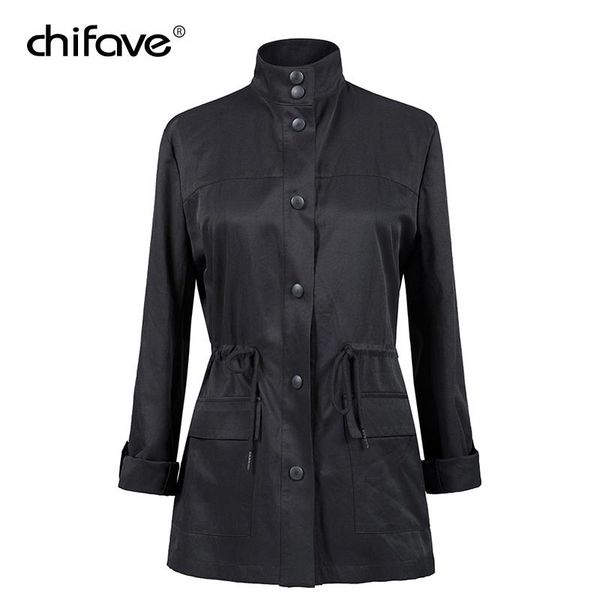 

women's trench coats 2021 coat women long sleeve spring autumn overcoats casual overwear single breasted clothing plus size chifave, Tan;black