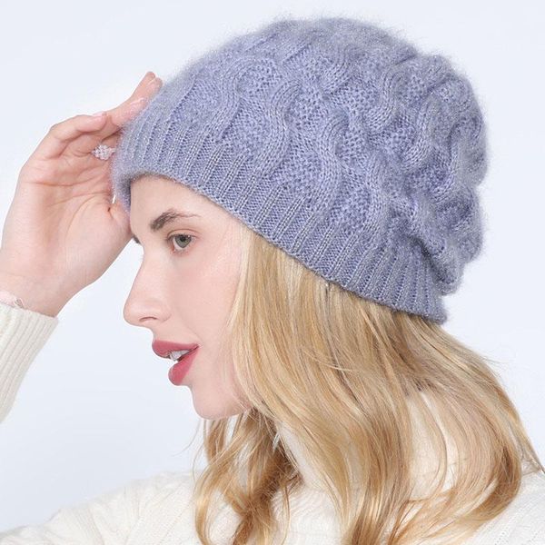 

beanies wool cotton women winter soft solid color warm plush hat female cap