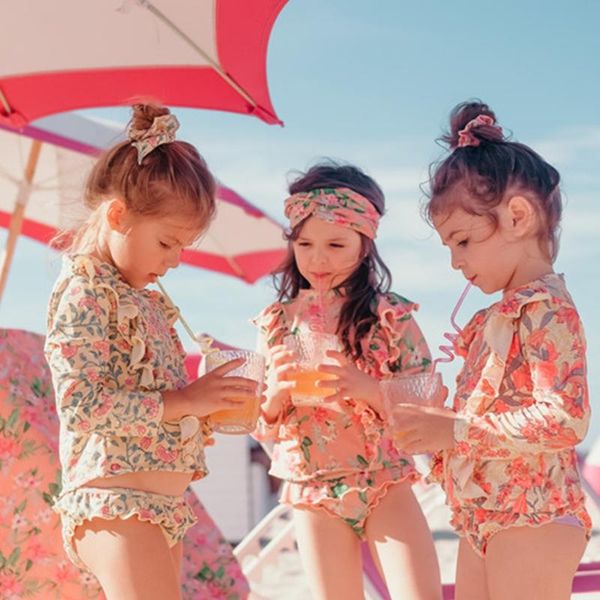 

two-piece suits 1pcs split swimsuit bikini girl baby long-sleeved sunscreen