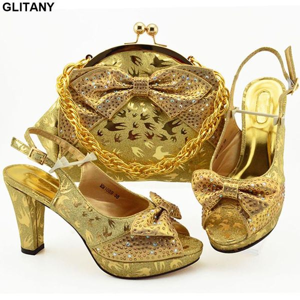 

dress shoes latest african and bags matching set decorated with rhinestone shoe bag for nigeria party high heels pumps, Black