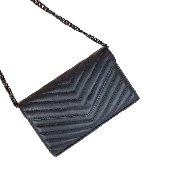 

women genuine leather soft sheepskin shoulder bags metal chain bag lady handbag luxury mobile phone bag pleated wallet purse with box