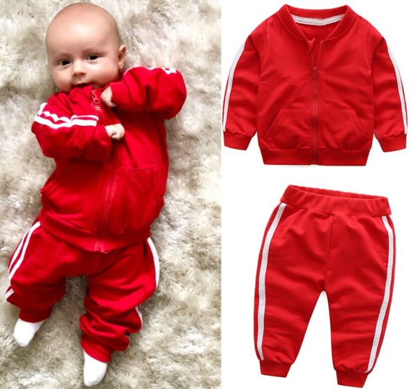 Venda quente Bebê roupas de algodão conjuntos de terno infantil crianças casaco de zíper esportes dois conjuntos de fatos de crianças