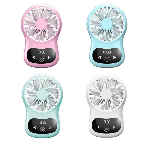 

electric fans travel rechargeable portable pocket usb fan 3 speed adjustable air cooler hand held real time display touch clock desk