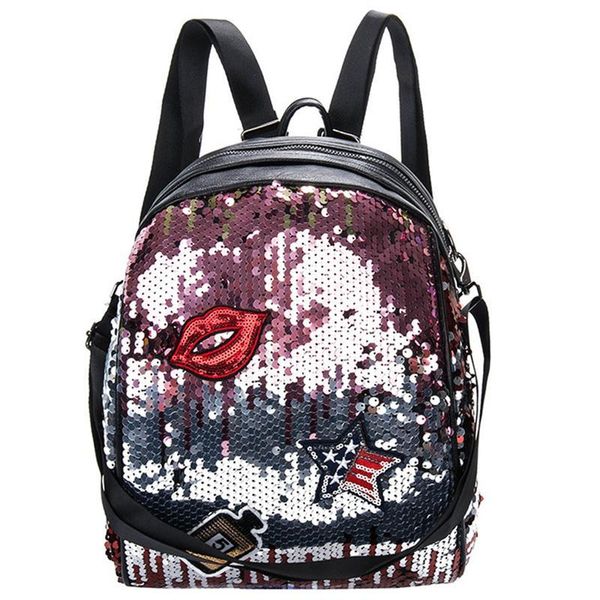 

backpack bling sequins paillette purse casual daypacks handbags for girls women (random color)