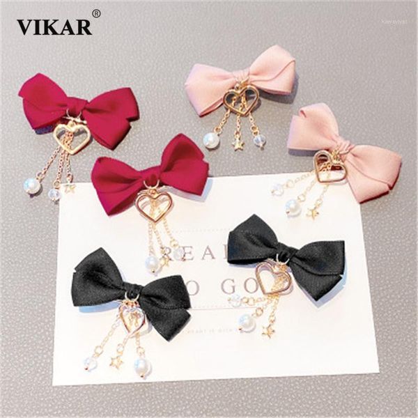 

women cute love heart bows hairpins gilrs retro metal hair clip barrettes ornament fashion accessories vikar1