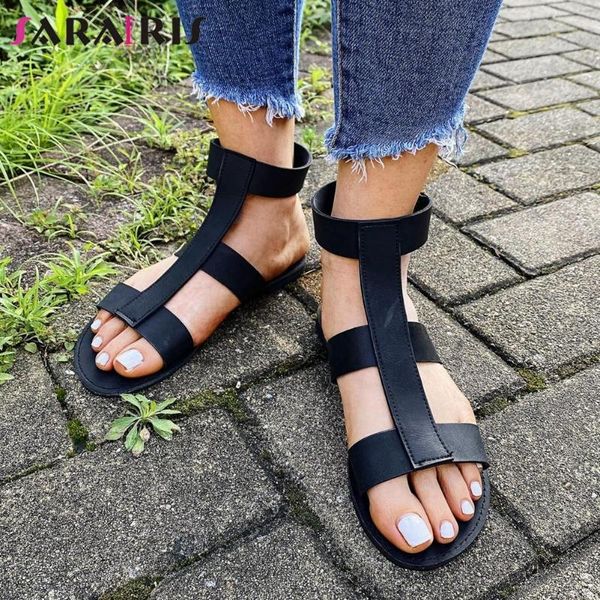 

summer elegant casual sandals classic rome low heel women concise flat gladiator shoes woman, Black
