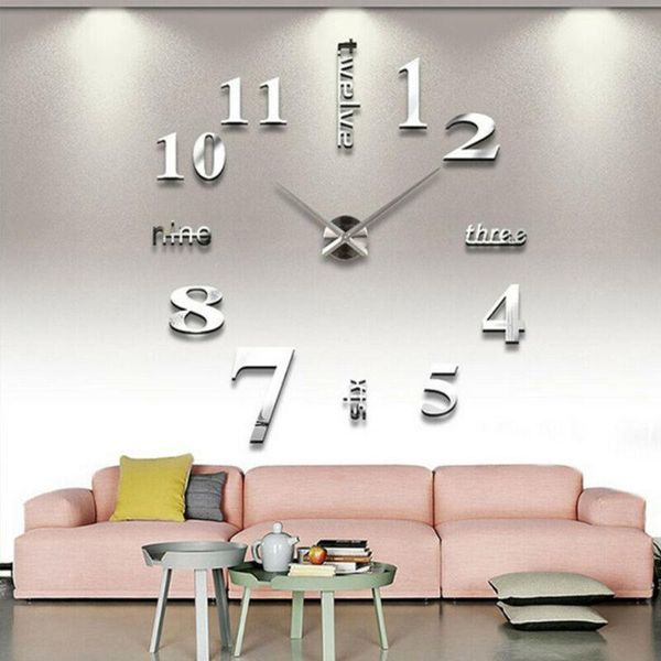 

clock stickers mechanism 3d modern diy large number mirror wall sticker big watch home decor art clocks