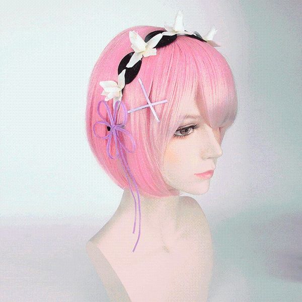 

synthetic wigs pink wig short bob hair heat resistant fiber blue color anime cosplay pixie cut female, Black