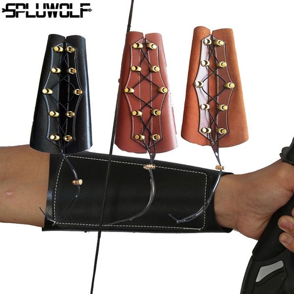 

elbow & knee pads adjustable cowhide archery arm guard for shooting protector sport protective accessories armguards, Black;gray