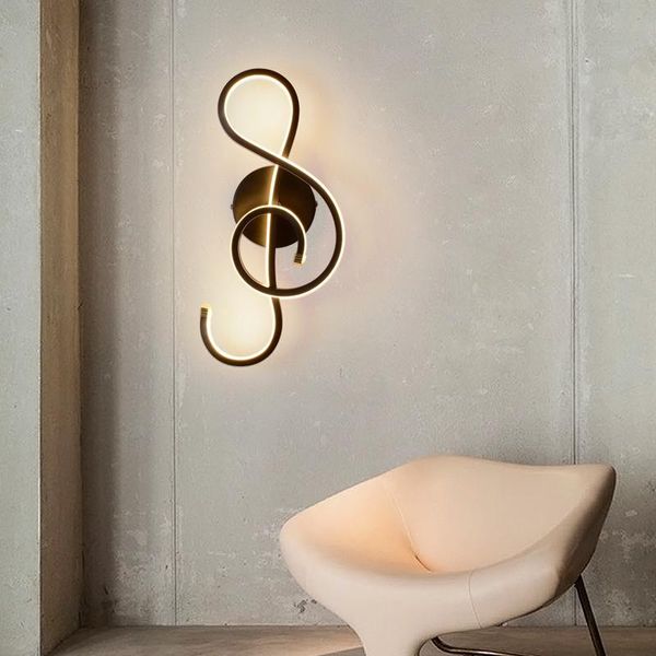 

wall lamp bedroom bedside music clef shape interior room decoration lightings black / white wj912