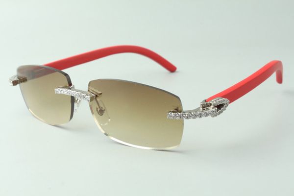 

designer endless diamond sunglasses 3524026 with red wooden legs glasses,direct sales, size: 18-135mm, White;black