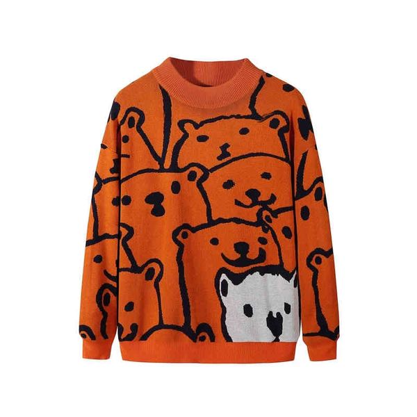 

kksky cartoon bear winter men clothing fashion long sve knitted pullover sweater 2020 new cotton coat homme, Black