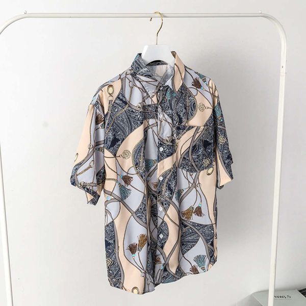 

men's casual shirts shirtflower shirt men's short sleeve korean fashion cool leisure summer thin style ruffian handsome couple hal, White;black