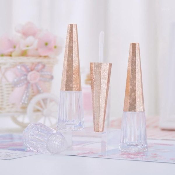 

storage bottles & jars 10/30/50pcs 7ml empty clear lip gloss tube triangle cone gold cap,lip stick bottle diy cosmetic packing containe