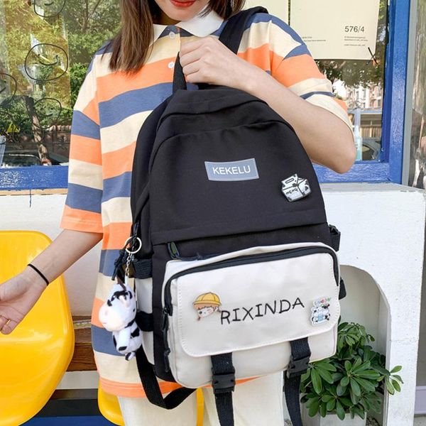 

school bags women's backpack for girls anti theft bagpack female waterproof nylon rucksack patchwork travel backpacks ladies mochila