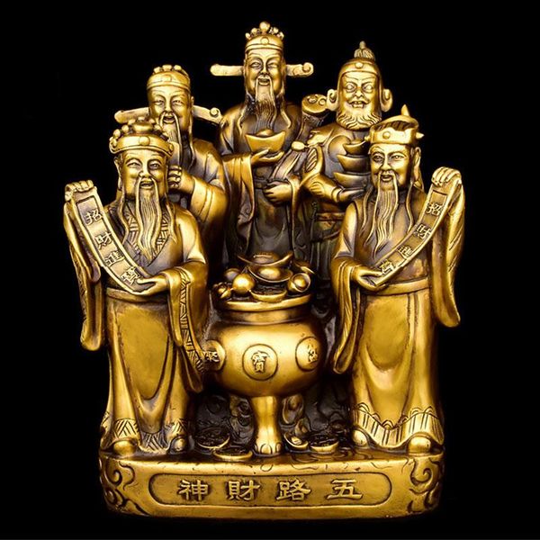 

decorative objects & figurines chinese fengshui brass copper god of wealth buddha statue five-way fortuna treasure lucky home decoration